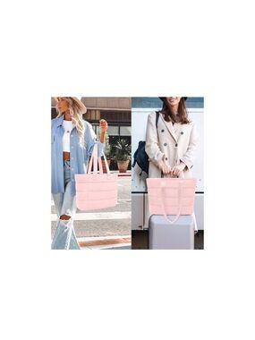 Soft Pink Quilted Tote Bag - Women's Travel & Everyday Handbag